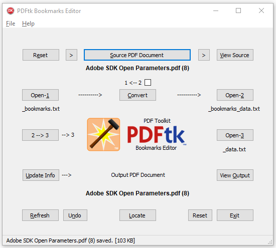 PDFTK Bookmarks Editor Screenshot